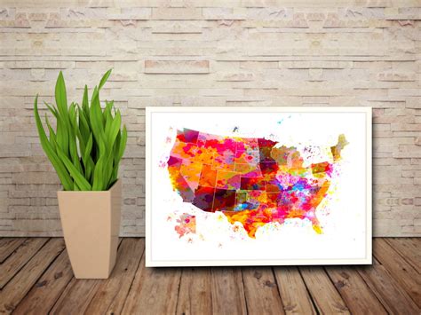 Watercolor USA Map print United States Map Watercolor | Etsy