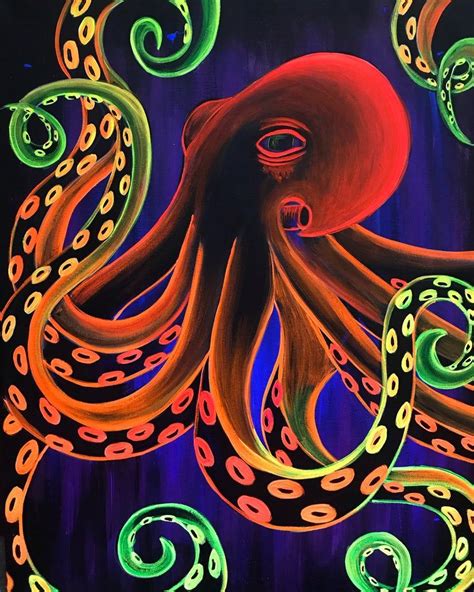 Octopus Blacklight Painting . | Octopus art, Art, Octopus painting