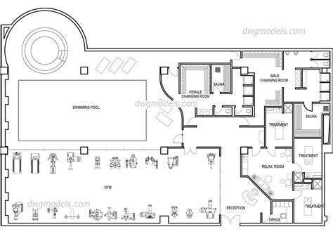 Gym scheme 1 DWG, free CAD Blocks download