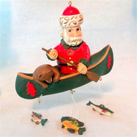 SANTA Ornament PADDLING CANOE FISH FISHING Midwest Cannon Falls Fishing ...