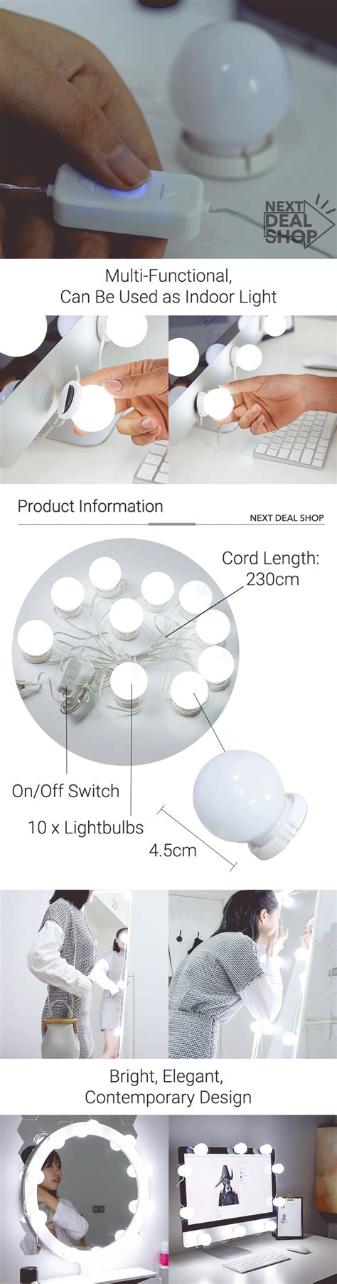 10 Pcs Vanity Mirror LED Light Bulb Set – Next Deal Shop Bright White Led, White Light, White ...