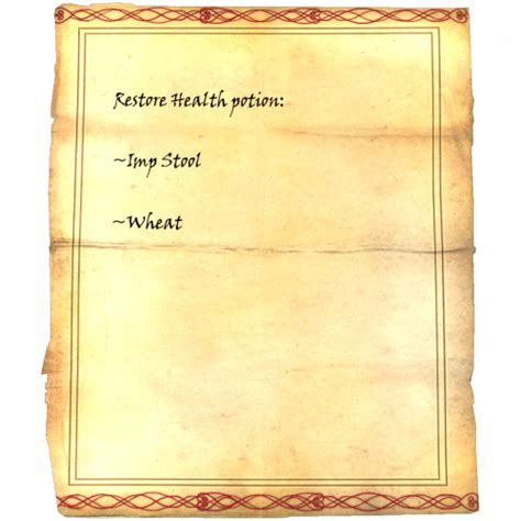 Restore Health potion: Imp Stool, Wheat | Skyrim tips and tricks ...