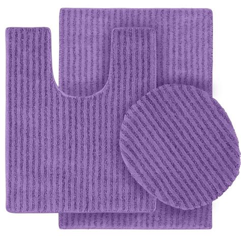 Garland Rug Sheridan Purple 21 in. x 34 in. Washable Bathroom 3-Piece Rug Set-SHE-3PC-09 - The ...