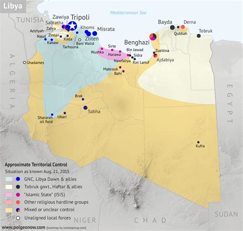 War in Libya: Map of Control in August 2015 - Political Geography Now