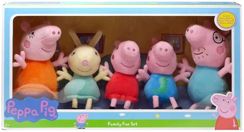 Peppa Pig Family Fun Set 8 Plush 5-Pack Daddy, Mummy, Peppa, George Rebecca Rabbit Just Play ...