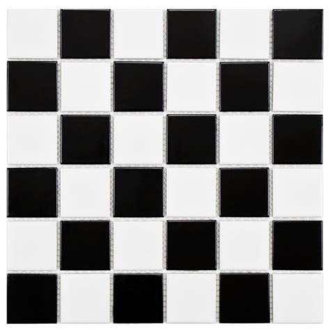 Merola Tile Boreal Quad Checker Black and White 11-7/8 in. x 11-7/8 in ...