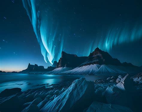 A blue sky with the aurora borealis above it | Premium AI-generated image