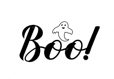 Premium Vector | Boo hand lettering with cute cartoon ghost isolated on white Easy to edit ...