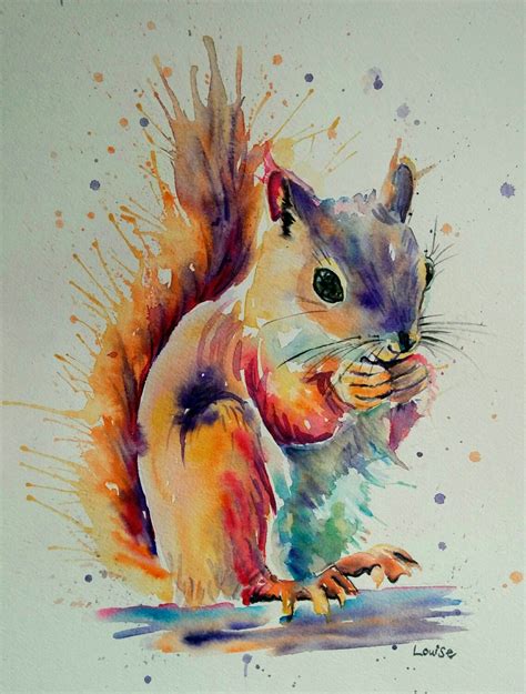 Watercolour Squirrel | Écureuil dessin, Animaux d'aquarelle, Peintures ...