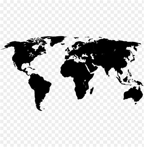 World Map With Black And White Outlineblank Map Of - World Map Png Black PNG Transparent With ...