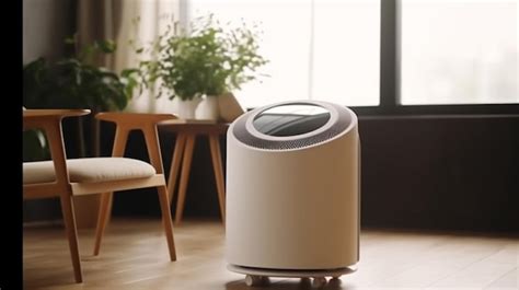 Premium Photo | A steam air purifier in a dark room with a window behind itgenerative ai