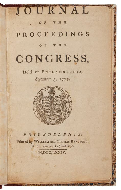 Continental Congress | First edition, first issue, of the journal of the first Continental ...