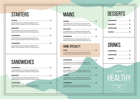 Edit this Waves Simple Healthy Food Restaurant Menu layout online