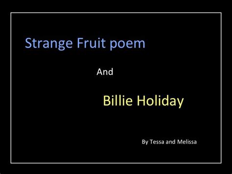 Strange fruit and billie holiday