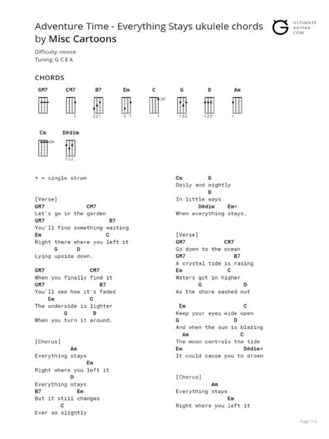 Adventure Time - Everything Stays Ukulele Chords | PDF