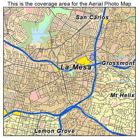 Aerial Photography Map of La Mesa, CA California