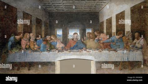 Leonardo da Vinci, The Last Supper, 1495-96, mural painting, Convent of Santa Maria delle Grazie ...