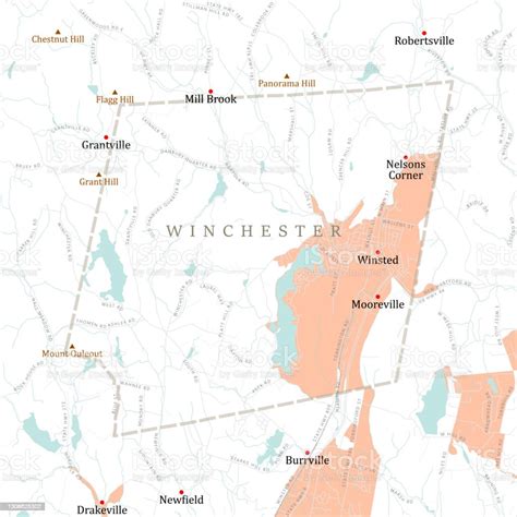 Ct Litchfield Winchester Vector Road Map Stock Illustration - Download ...