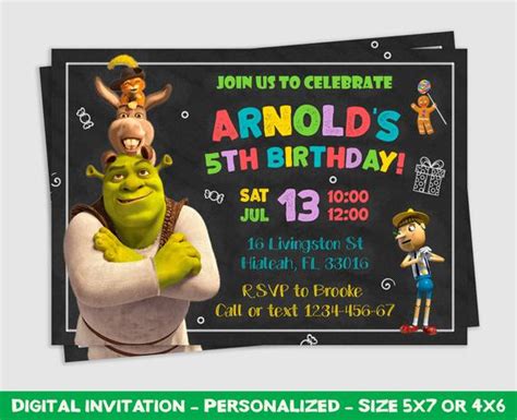 Shrek Invitation, Shrek Party, Shrek Birthday, Shrek Invite, Shrek ...