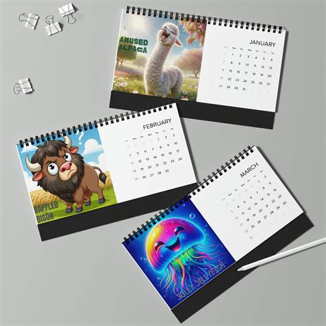 2024 Desktop Calendar, 2024 Animal Emotion Calendar, Cute Animal ...