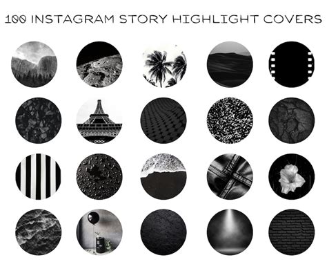 100 Instagram Highlight Covers Black Instagram Icons Dark | Etsy