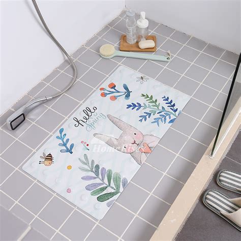 Kids Bath Mat Animal Patterned Pu Square Non Slip Suction Cute