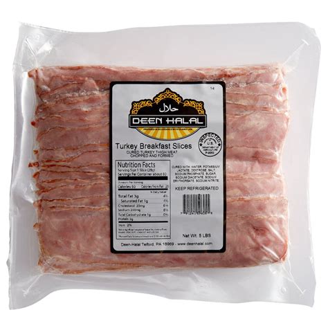 Godshall's Deen Halal 5 lb. Sliced Turkey Bacon - 2/Case