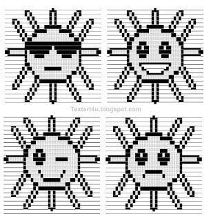 Sun Emoticons Made With ASCII Code |Text Art for Facebook |Simple And ...