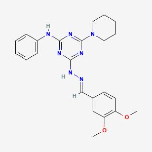 3,4-Dimethoxybenzaldehyde [4-anilino-6-(1-piperidinyl)-1,3,5-triazin-2-yl]hydrazone | C23H27N7O2 ...