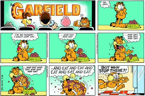 garfield the cat is talking to another cartoon character about garfield's life in garfield comics