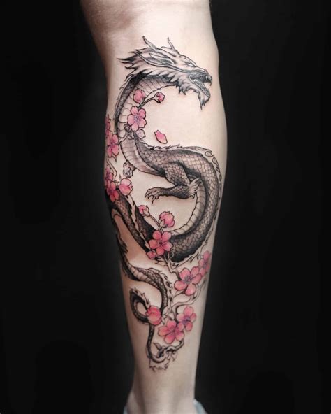 Top 73+ feminine dragon cherry blossom tattoo - in.cdgdbentre