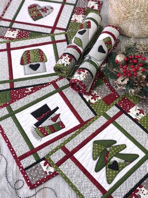 Set of 6 pcs Patchwork Quilted Placemats 'Christmas | Etsy