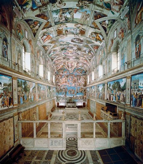 75. Sistine Chapel ceiling and altar wall frescoes. Vatican City, Italy ...