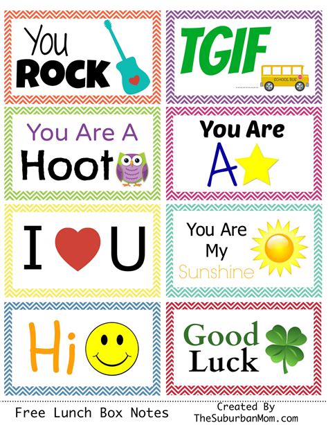 Back To School: Free Printable Lunch Box Notes - TheSuburbanMom | Lunch ...