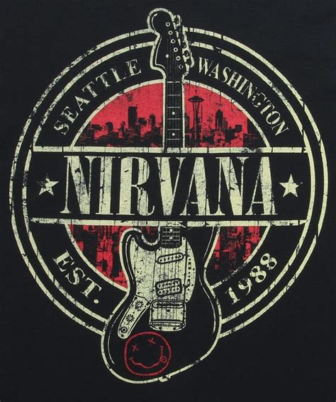 Nirvana Est. 1988 Guitar Stamp T-Shirt | Nirvana band, Rock band posters, Rock band logos