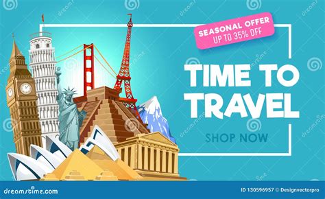 Travel Promo Banner Design for Travel Agency. Vector Illustration Editorial Photography ...