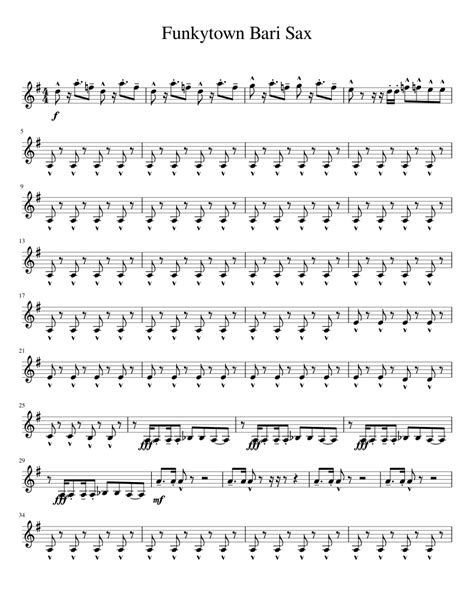 Funkytown Bari Sax Sheet music for Baritone Saxophone | Download free ...