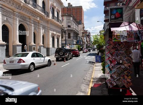 Calle (Street) Palma, historic city center, downtown Asuncion, Paraguay ...