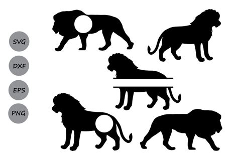 lion SVG, lion monogram svg, animal svg, lion silhouette, Dxf, Svg By CosmosFineArt | TheHungryJPEG