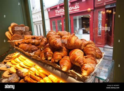 Croissant and pastries at a patisserie store, Paris, France Stock Photo ...