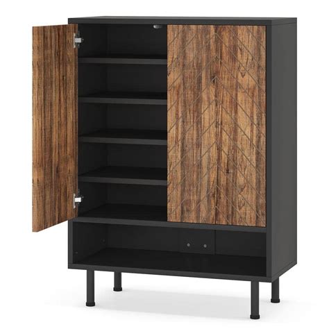 BYBLIGHT Lauren Black Shoe Cabinet, 18 Pair Rack Organizer Cabinet with ...