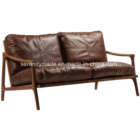 Wood Frame Leather Sofa Set | Baci Living Room