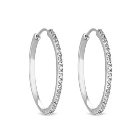 Simply Silver Sterling Silver 925 Fine Cubic Zirconia Hoop Earring ...