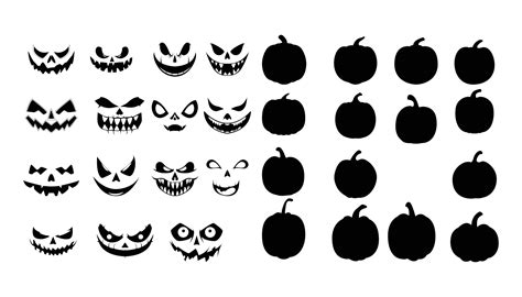 et of different pumpkin face emotion silhouette . 28651021 Vector Art at Vecteezy