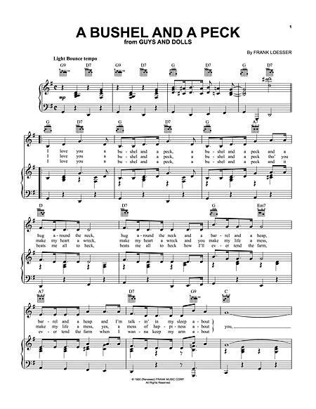 A Bushel And A Peck by Frank Loesser - Piano, Vocal, Guitar - Digital Sheet Music | Sheet music ...