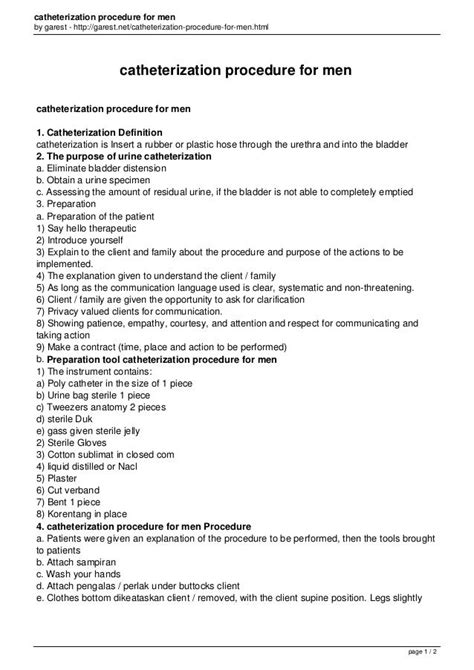 Catheterization procedure for_men