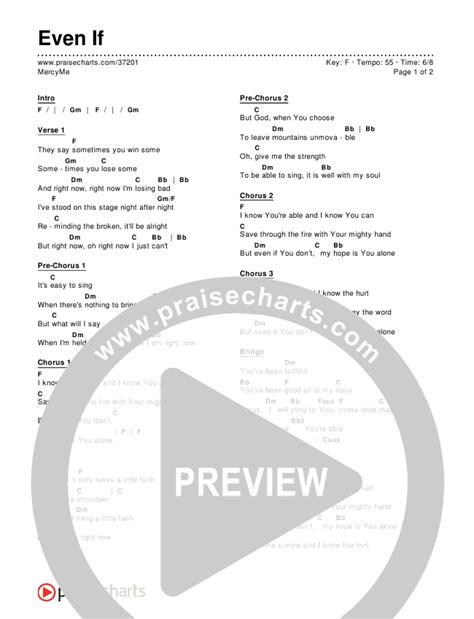 Even If Chords PDF (MercyMe) - PraiseCharts