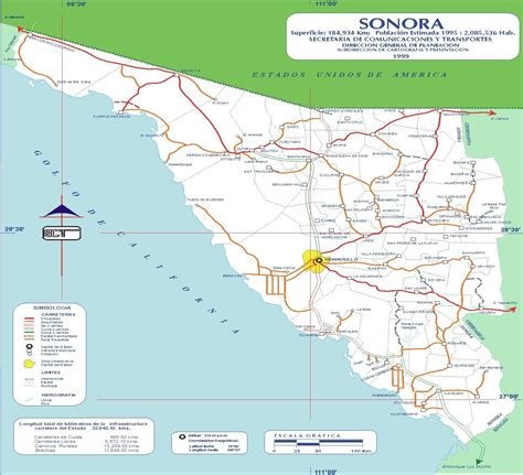 Mapa de Sonora - Tamaño completo | Gifex