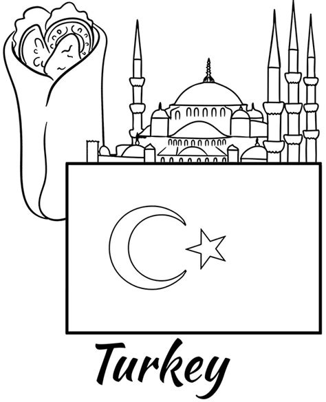 Country Turkey flag coloring page