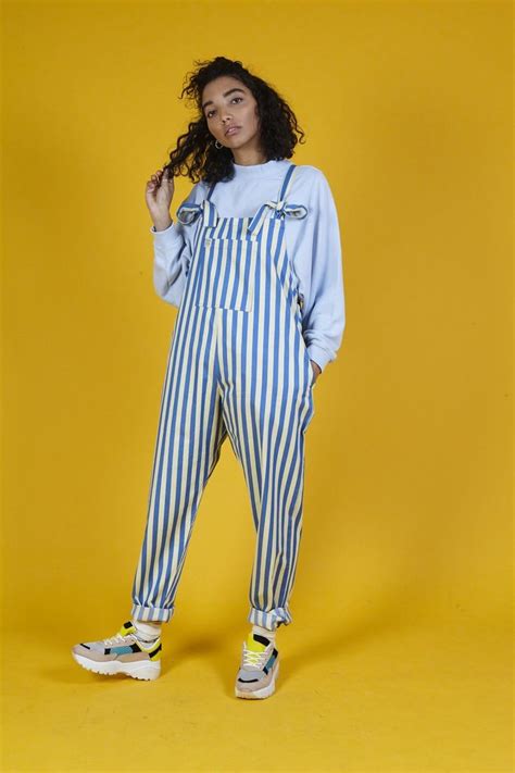 Lucy & Yak | Tall 'Scout' Limited Edition Organic Stripe Dungarees in ...